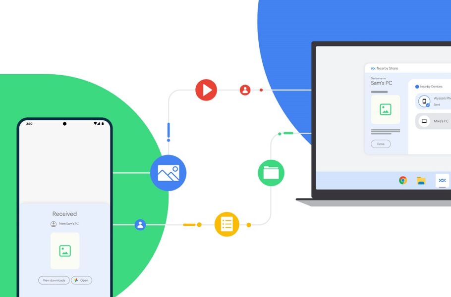 گوگل نسخه بتای برنامه Nearby Share را برای انتقال فایل بین گوشی موبایل و ویندوز منتشر کرد
