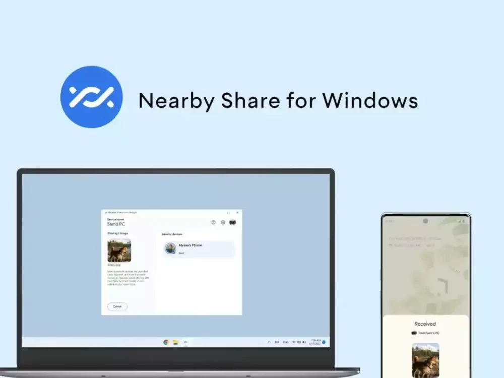 گوگل نسخه پایدار قابلیت Nearby Share برای سیستم‌عامل ویندوز را منتشر کرد
