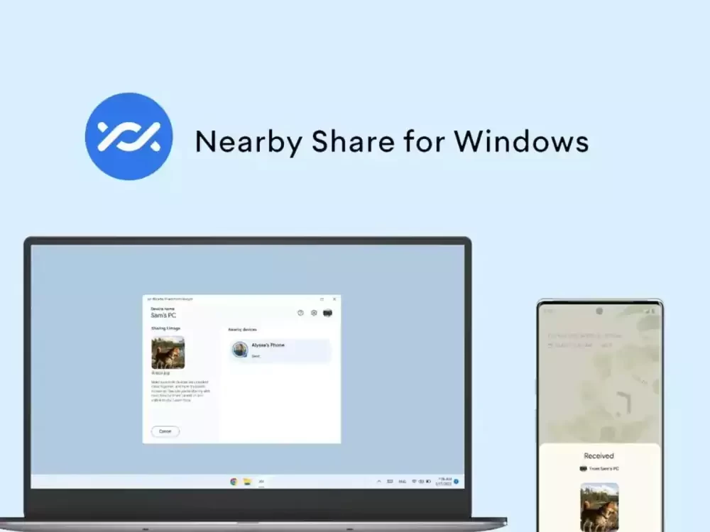 گوگل نسخه پایدار قابلیت Nearby Share برای سیستم‌عامل ویندوز را منتشر کرد
