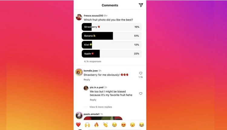 اینستاگرام قابلیت افزودن نظرسنجی به بخش کامنت‌ها را اضافه می‌کند
