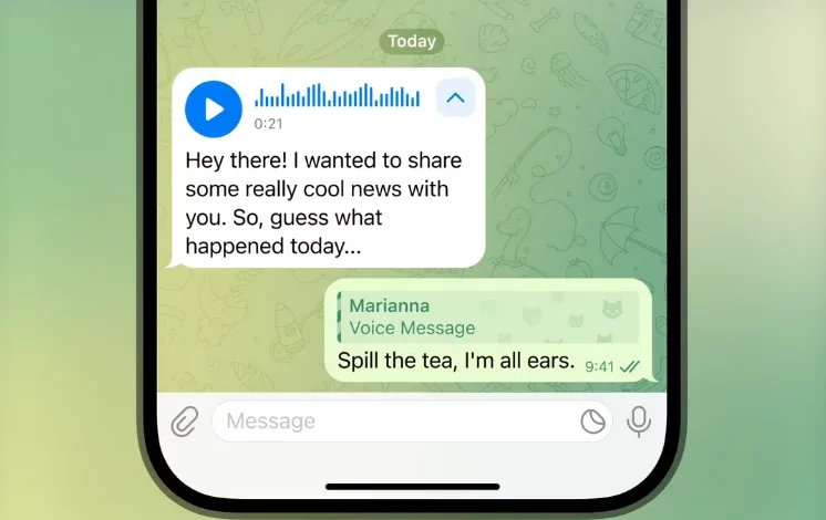 قابلیت تبدیل صوت به متن برای تمام کاربران تلگرام منتشر شد
