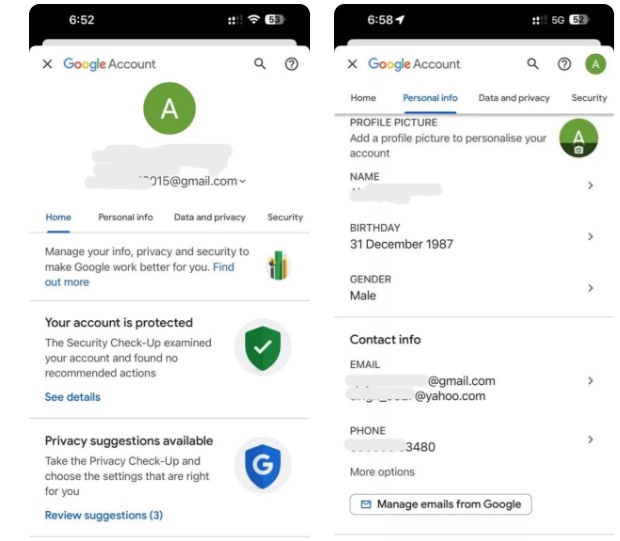 تغییر شماره Gmail در آیفون