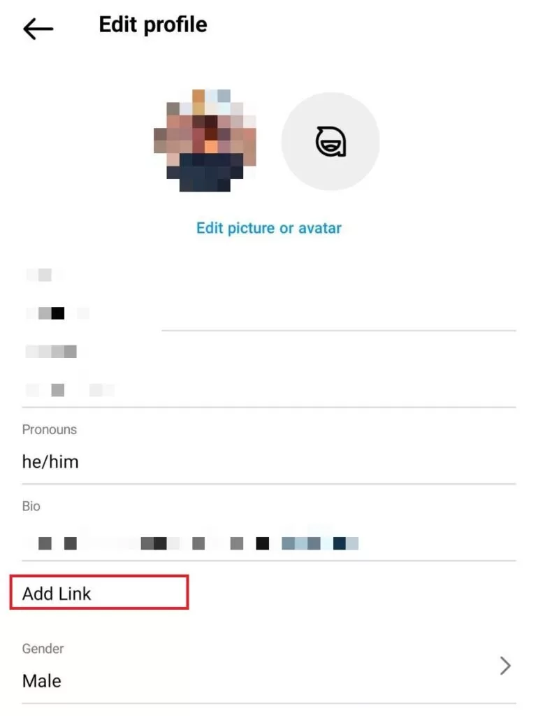 انتخاب Add Link  در اینستاگرام
