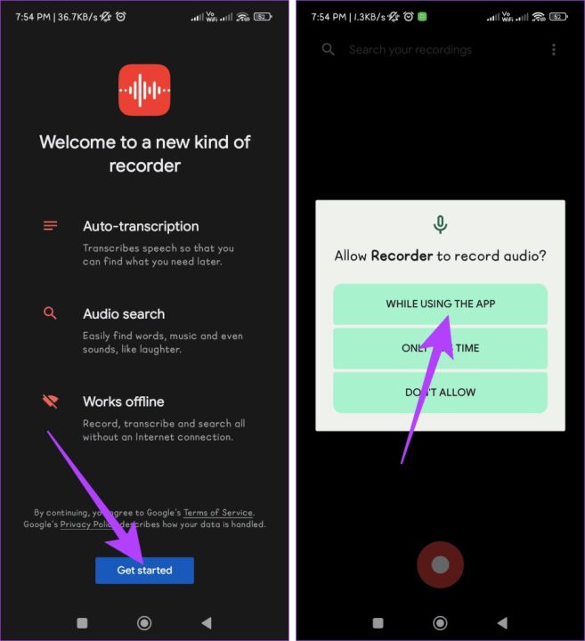 تبدیل صدا به متن برنامه Google Voice Recorder