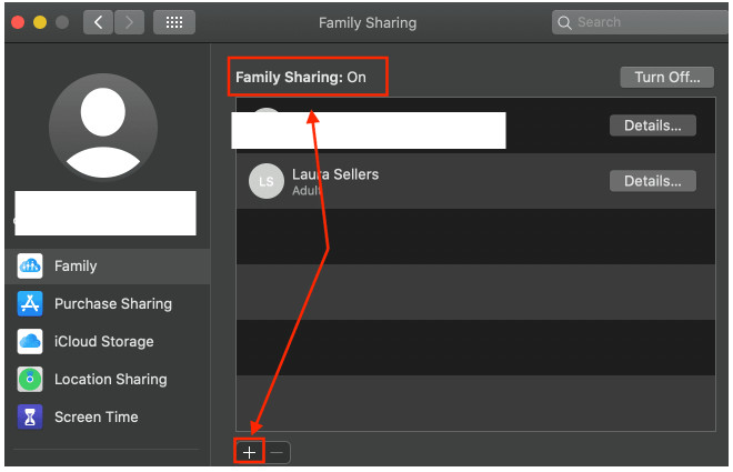 روی Family Sharing و سپس روی Add Member ضربه بزنید.