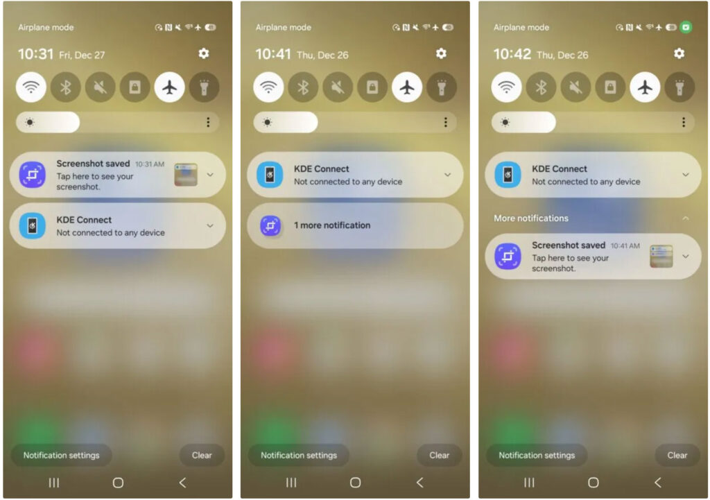 فیلتر نوتیفیکیشن‌ سامسونگ